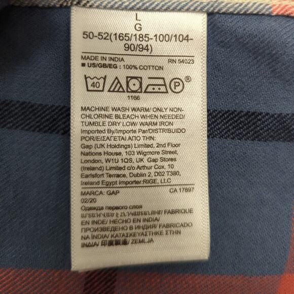 Gap Standard Fit Flannel Blue,  Red, Cream Size Large - Picture 10 of 10